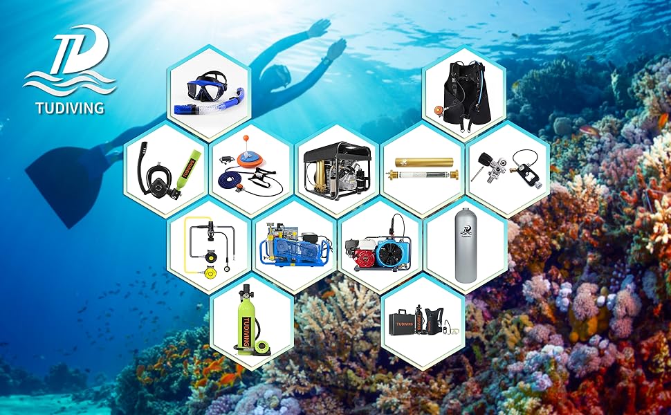 Tudiving Waterproof Portable Scuba Tankless Dive Regulator