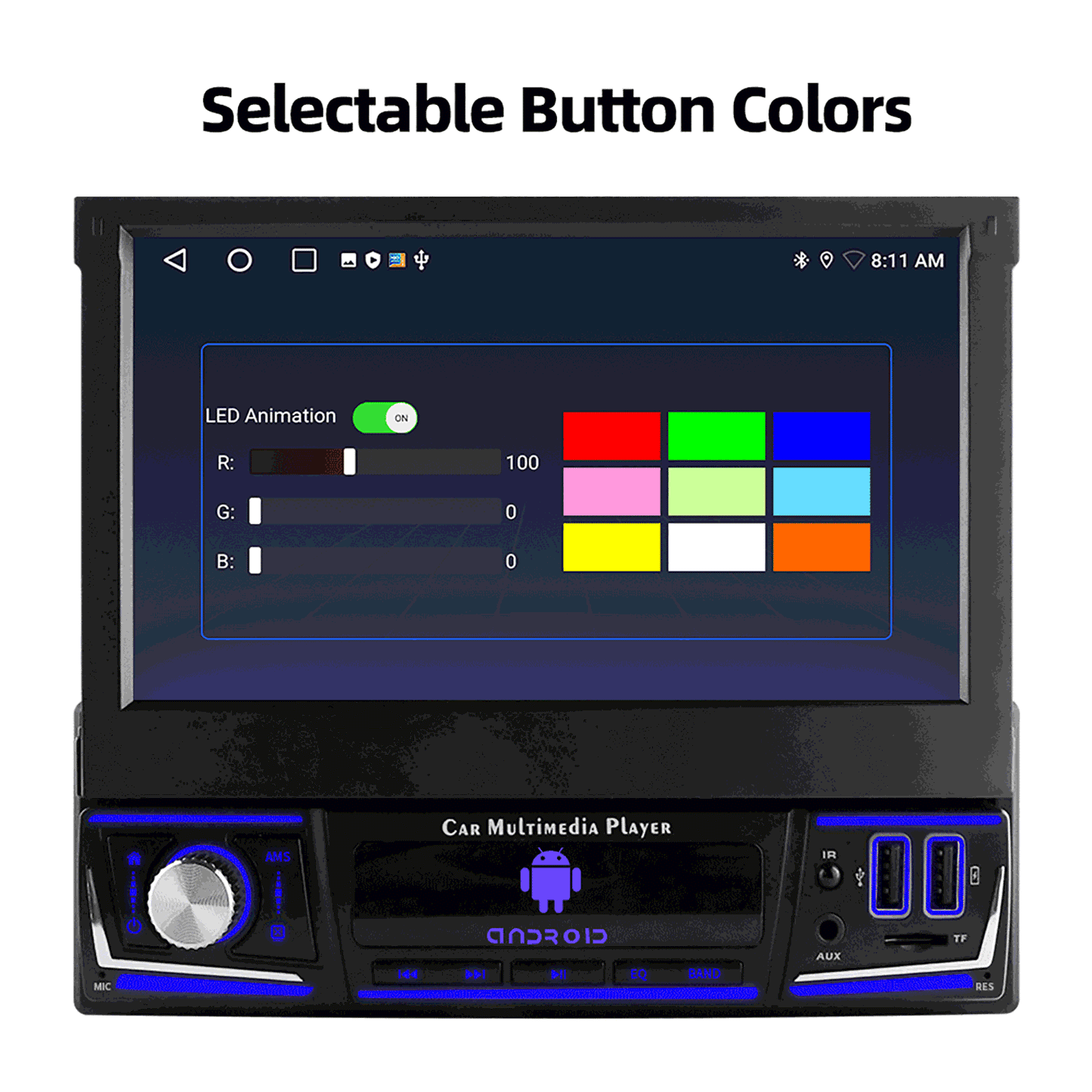 ESSGOO 1 DIN 7 Inch Flip Out Touchscreen 4+64G Android 14 Car Stereo Radio Apple Carplay GPS Navi Wifi FM RDS Bluetooth USB EQ