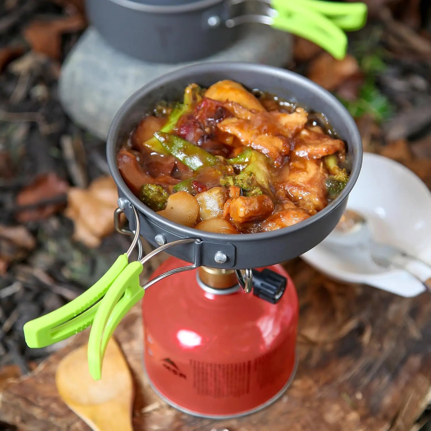 Camping Cookware Mess Kit for Backpacking Gear – Camping Cooking Set - Camping Pots and Pans Set - Backpacking Stove/Portable