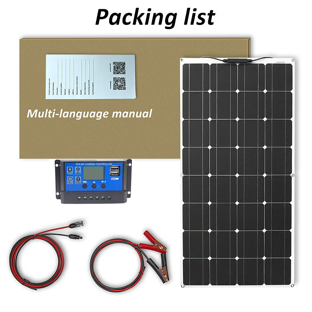 Solar Panel Kit With Flexible 100W 24V Battery Charger