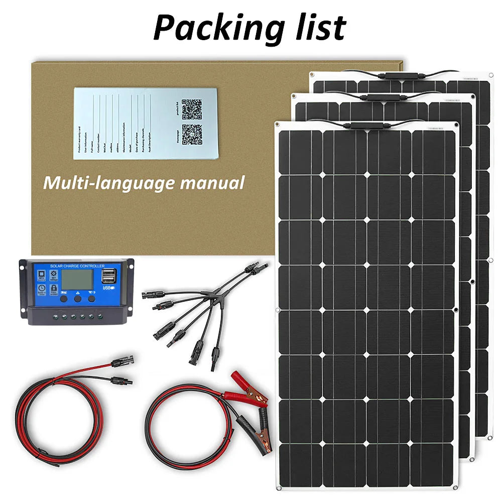 Solar Panel Kit With Flexible 100W 24V Battery Charger