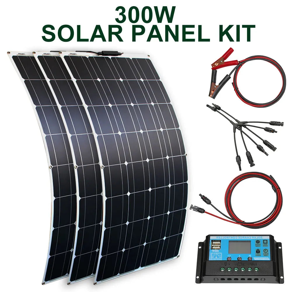 Solar Panel Kit With Flexible 100W 24V Battery Charger