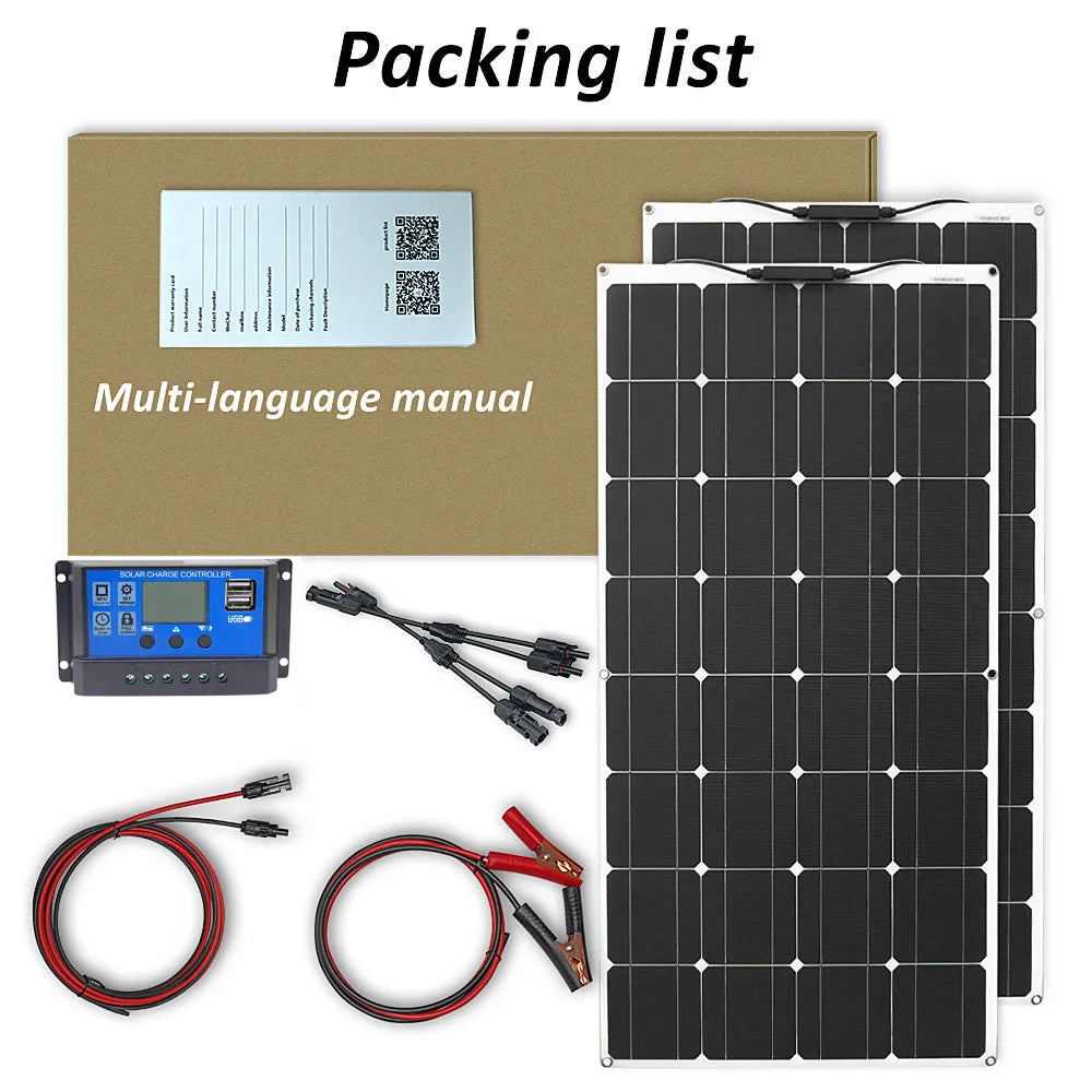 Solar Panel Kit With Flexible 100W 24V Battery Charger