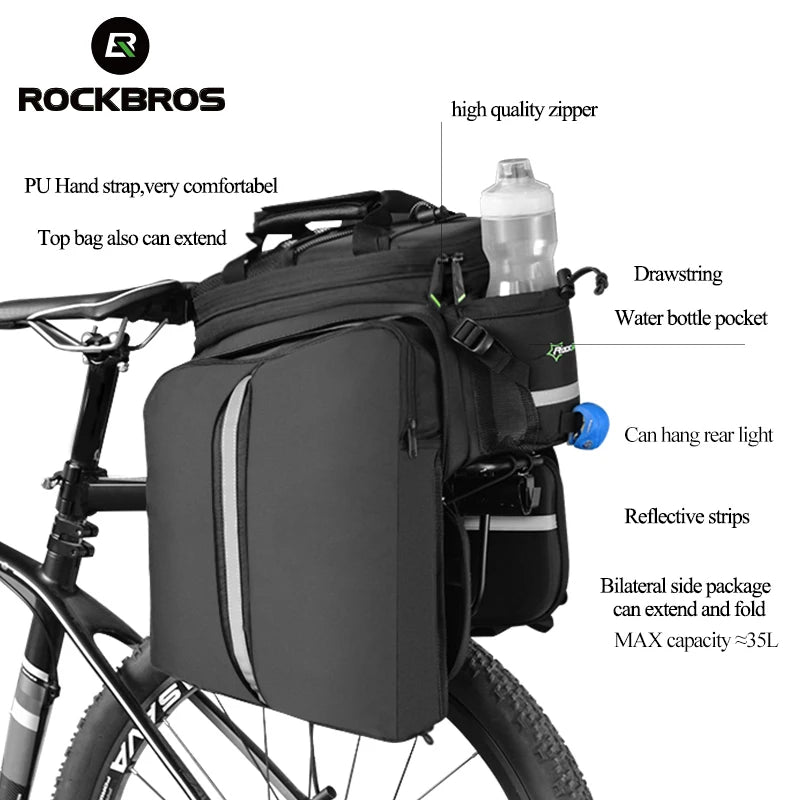 RockBros 3 In 1 Bike Panniers Carrier Waterproof Trunk Bags