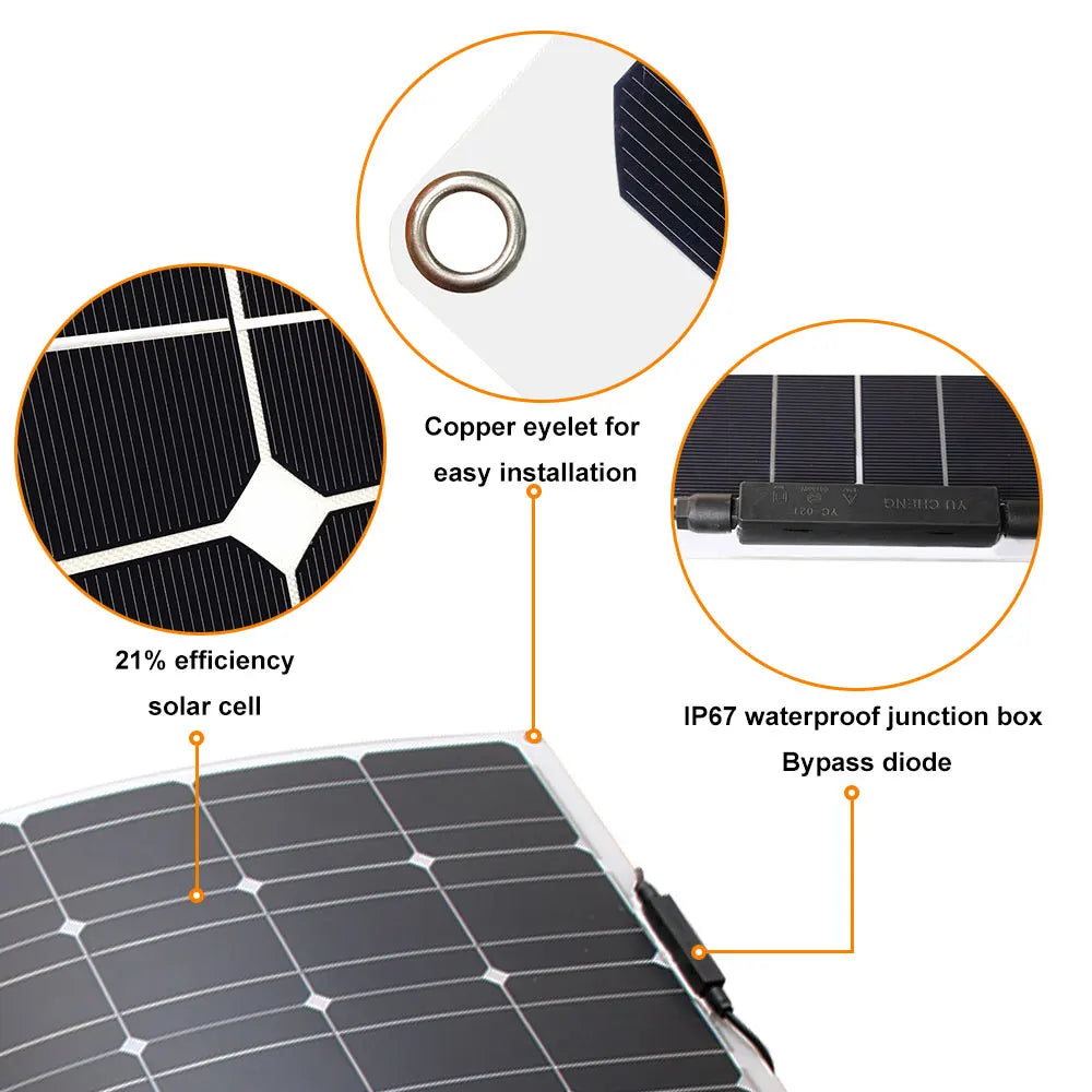 Solar Panel Kit With Flexible 100W 24V Battery Charger