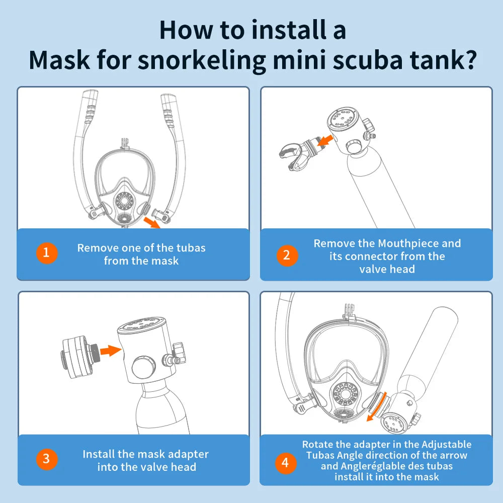 Mini Scuba Tank With Full Face Mask Zero Point Five Liter