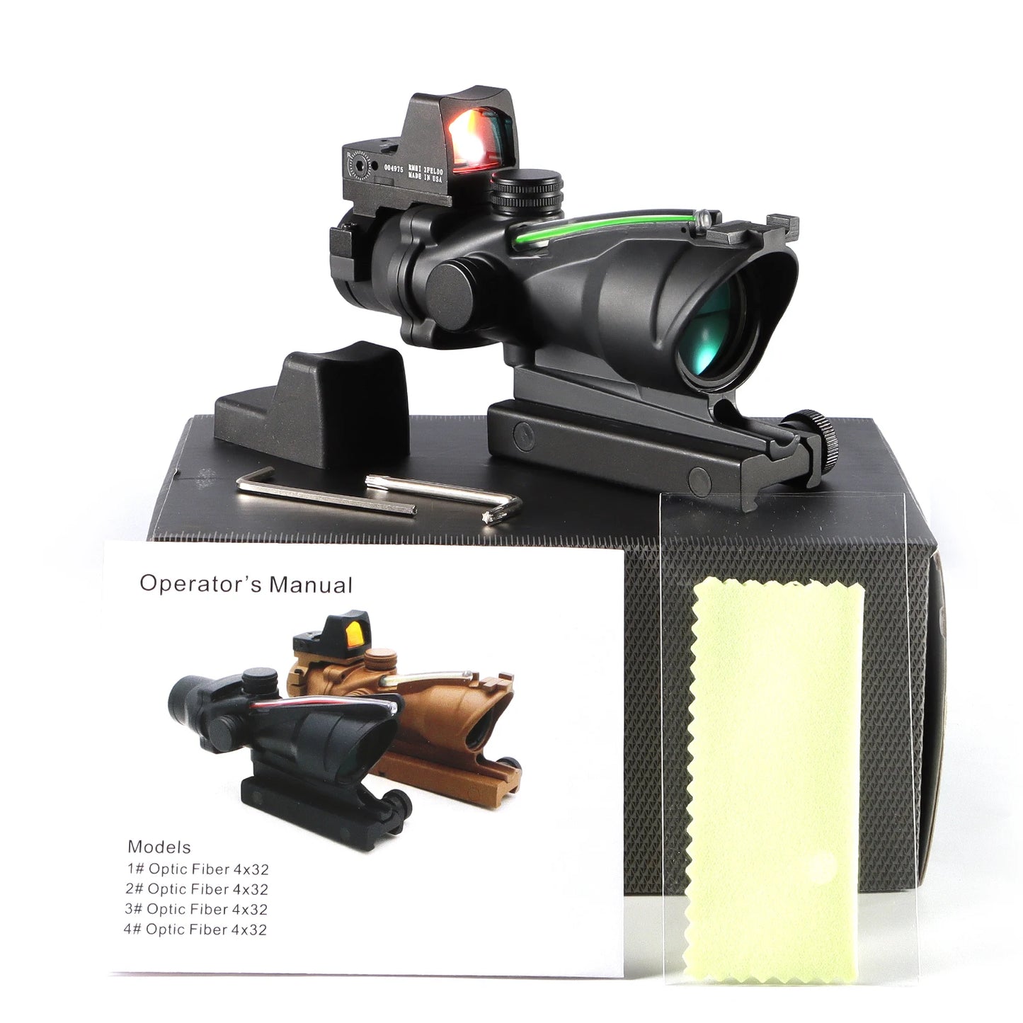 Adjustable 4x32 Red Dot 1x 4x Scope Red Dot Tactical Scope 20mm Rail Scope for Glock Hunting