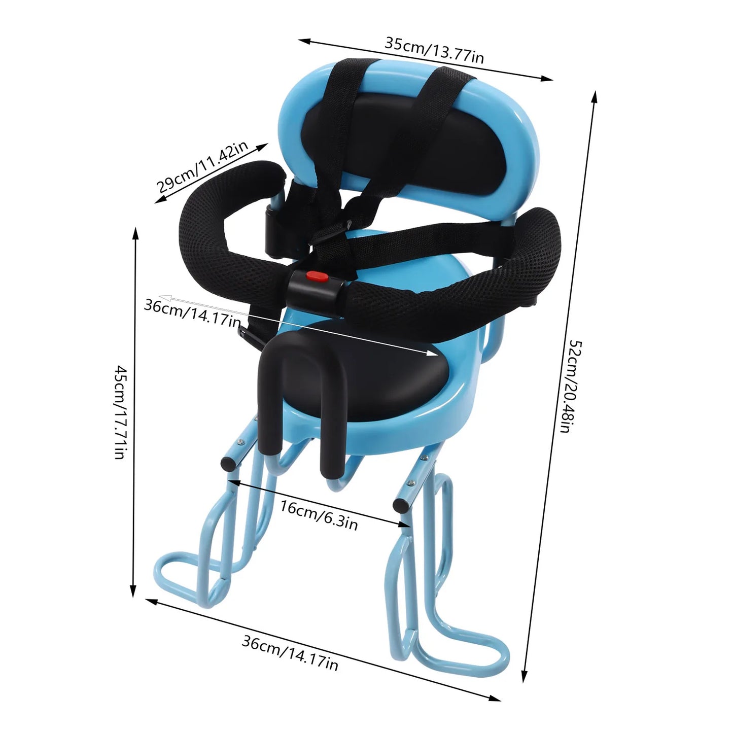Rear-Mounted Child Bike Seat with U-Shaped Guardrails | Adjustable Safety System for 6M-6Y Kids Blue