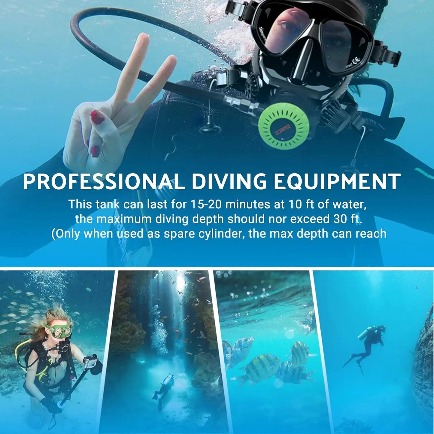 Scuba Mask With Air Tank System 1L Full Face Mask Kit