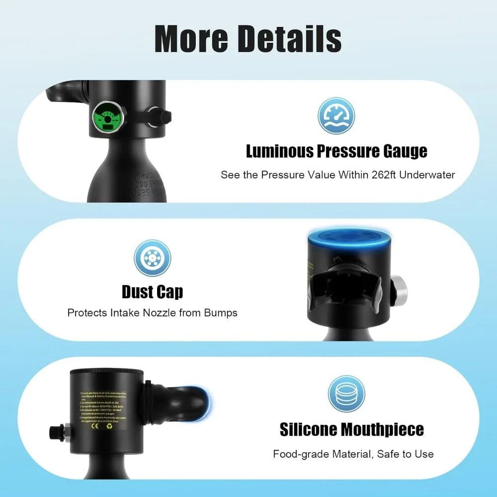 0.5L Mini Diving Bottle Portable Oxygen Tank For Underwater