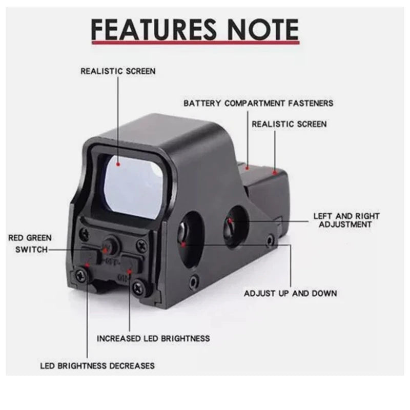 551 Red Dot Sight Holographic Sight Green Dot Sight Tactical Optic Sight for Hunting Rifle Airsoft Shooting with 20mm Rail Mout