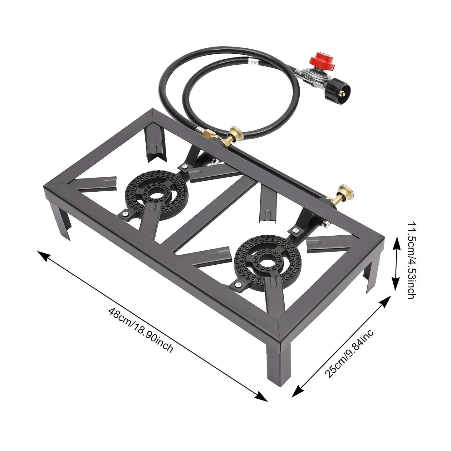Cast Iron Double Burner Portable Outdoor Camp Stove Propane
