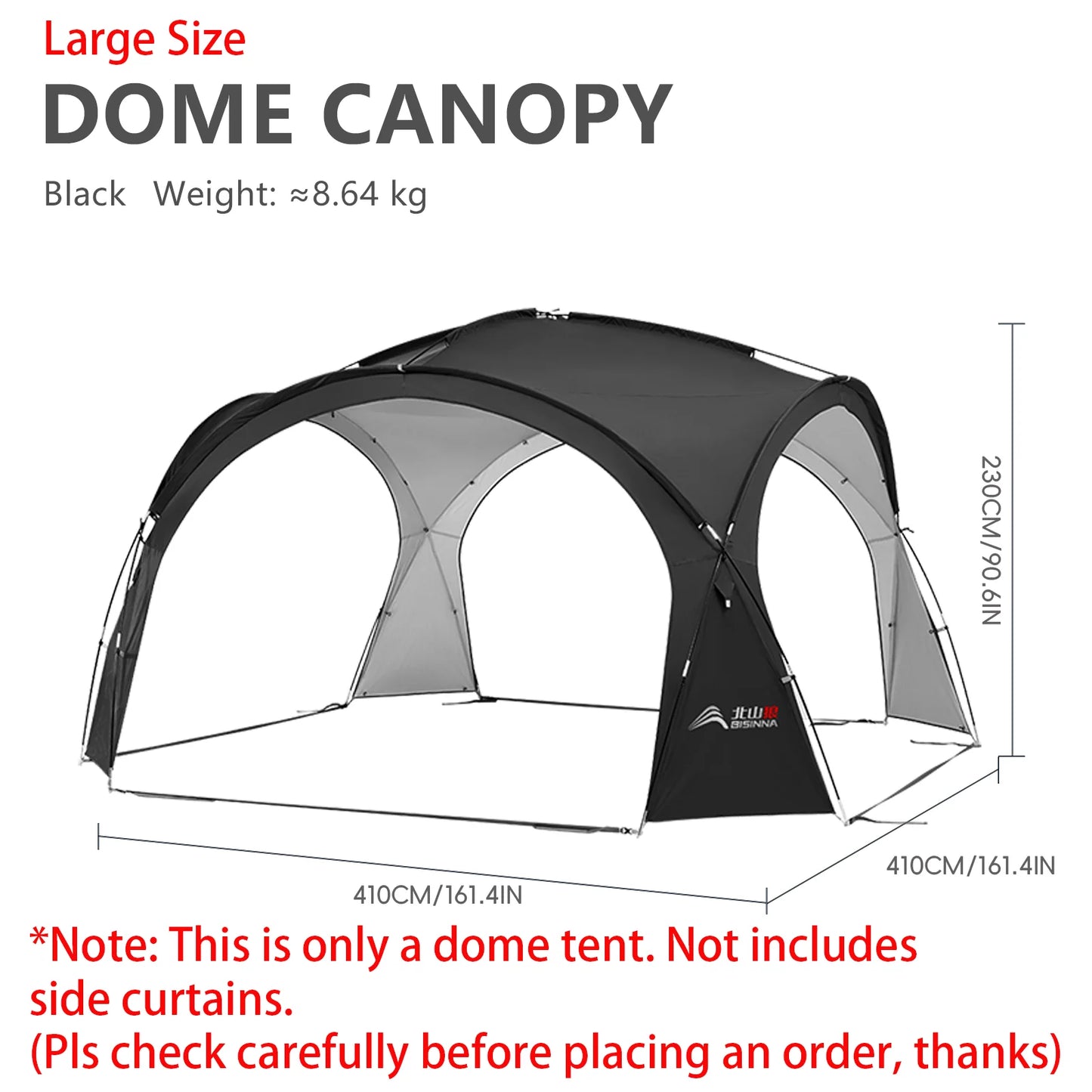 BISINNA Outdoor Camping Dome Tent Large Round Garden Awning