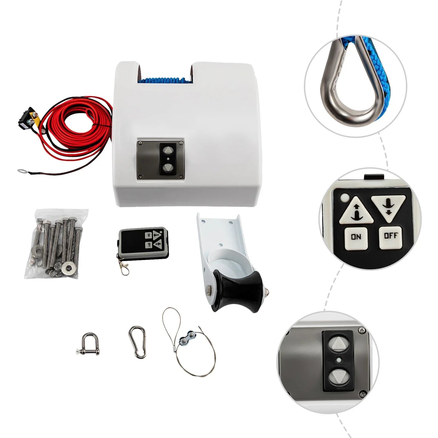 12V 45Lbs Boat Electric Anchor Winch With Remote Controller