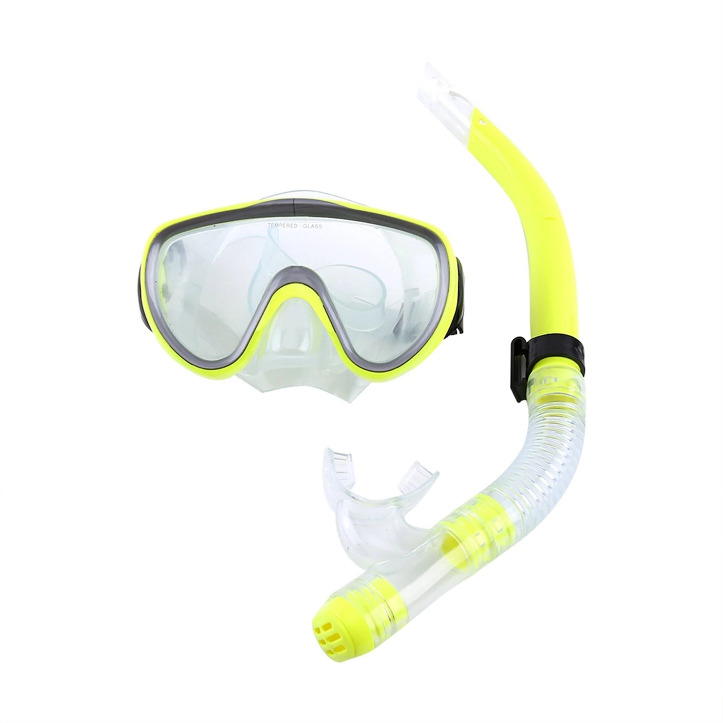 Diving Tempered Glass Snorkel Set Full Dry Breathing Tube
