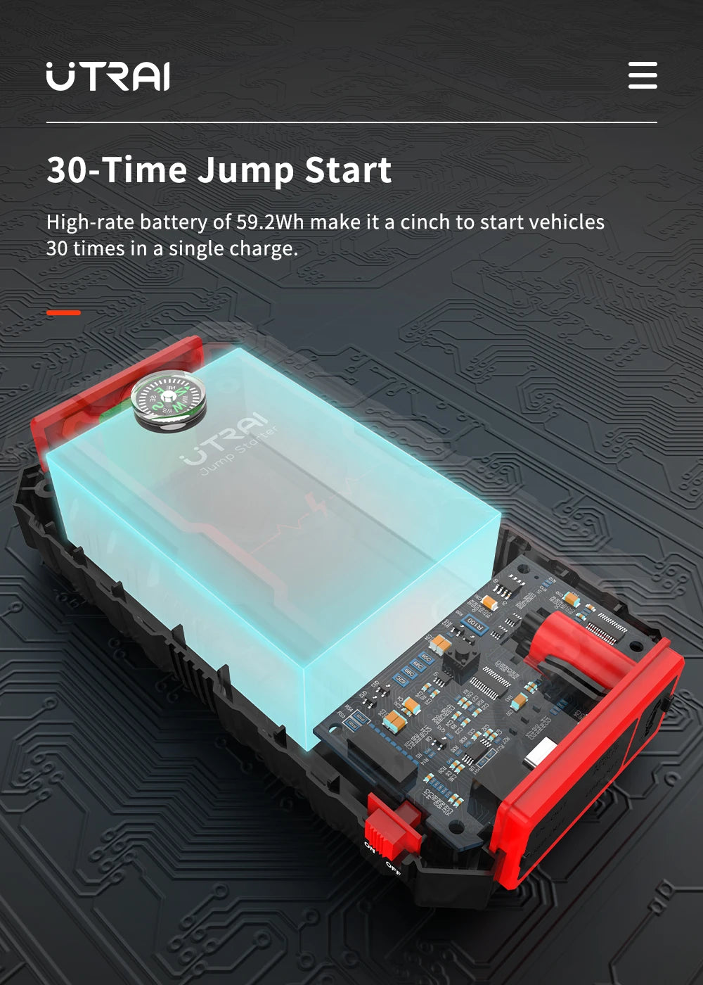 UTRAI Power Bank 2000A Jump Starter Portable Charger Car Booster 12V Auto Starting Device Emergency Car Battery Starter