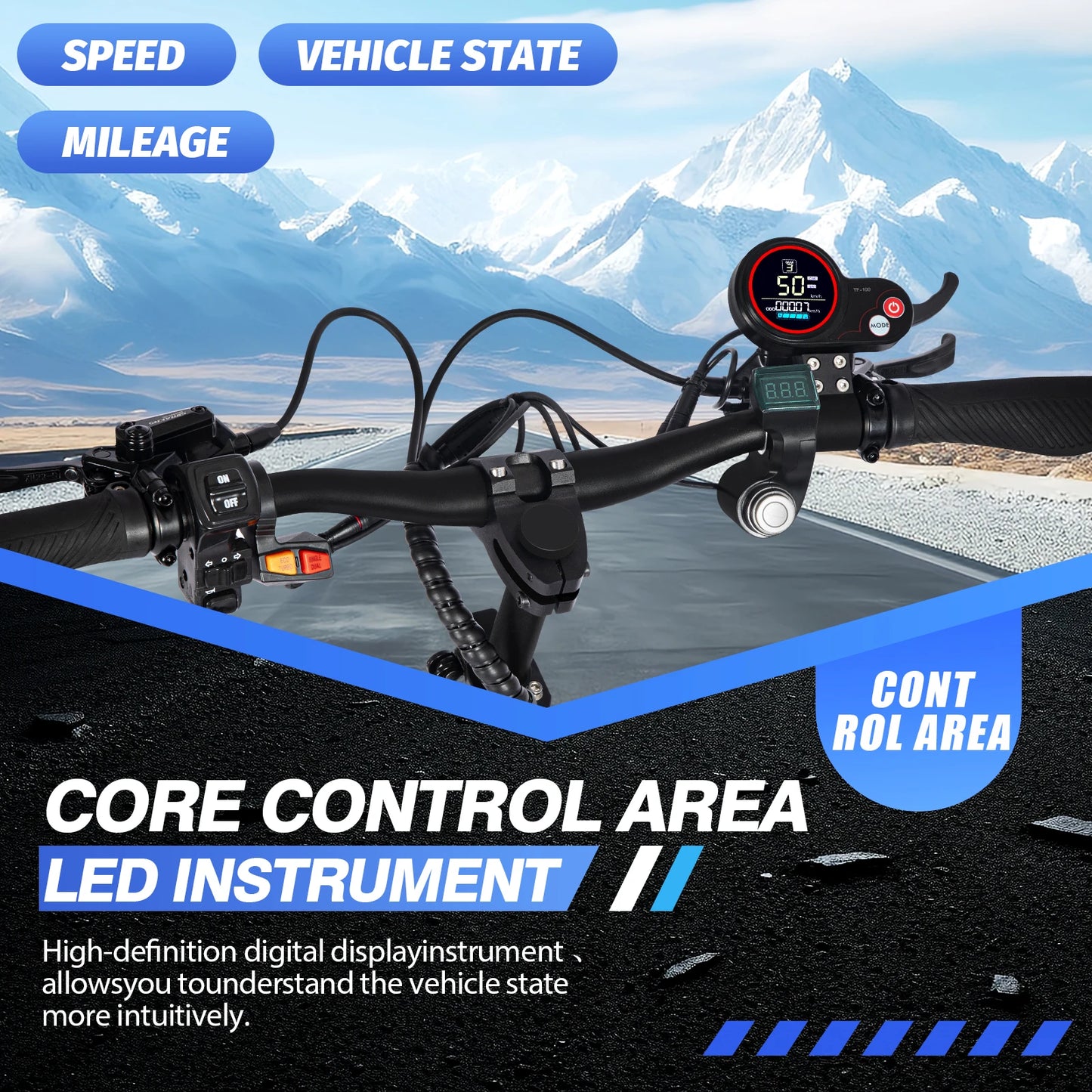 6000W High Power Adult Electric Scooter Off-Road Commute Foldable 60V 38Ah Large Battery 60 Miles Range 50 Mph Fast E-Scooter