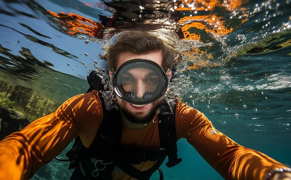 Oval Spearfishing Mask Classic Retro Panoramic View Goggles