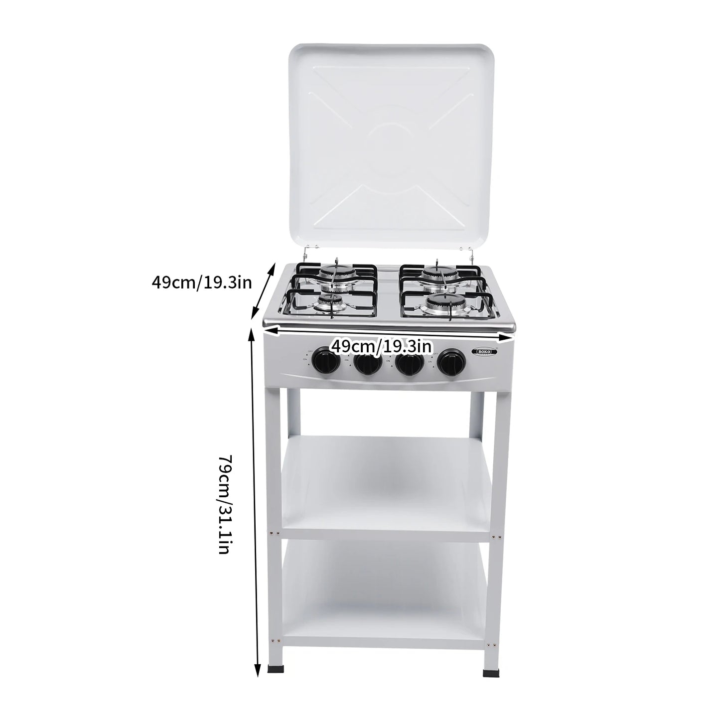 4/5 Burners Independent Control Natural Gas Stove Removable Propane Gas Stove with Cover for Outdoor Camping RV Travel