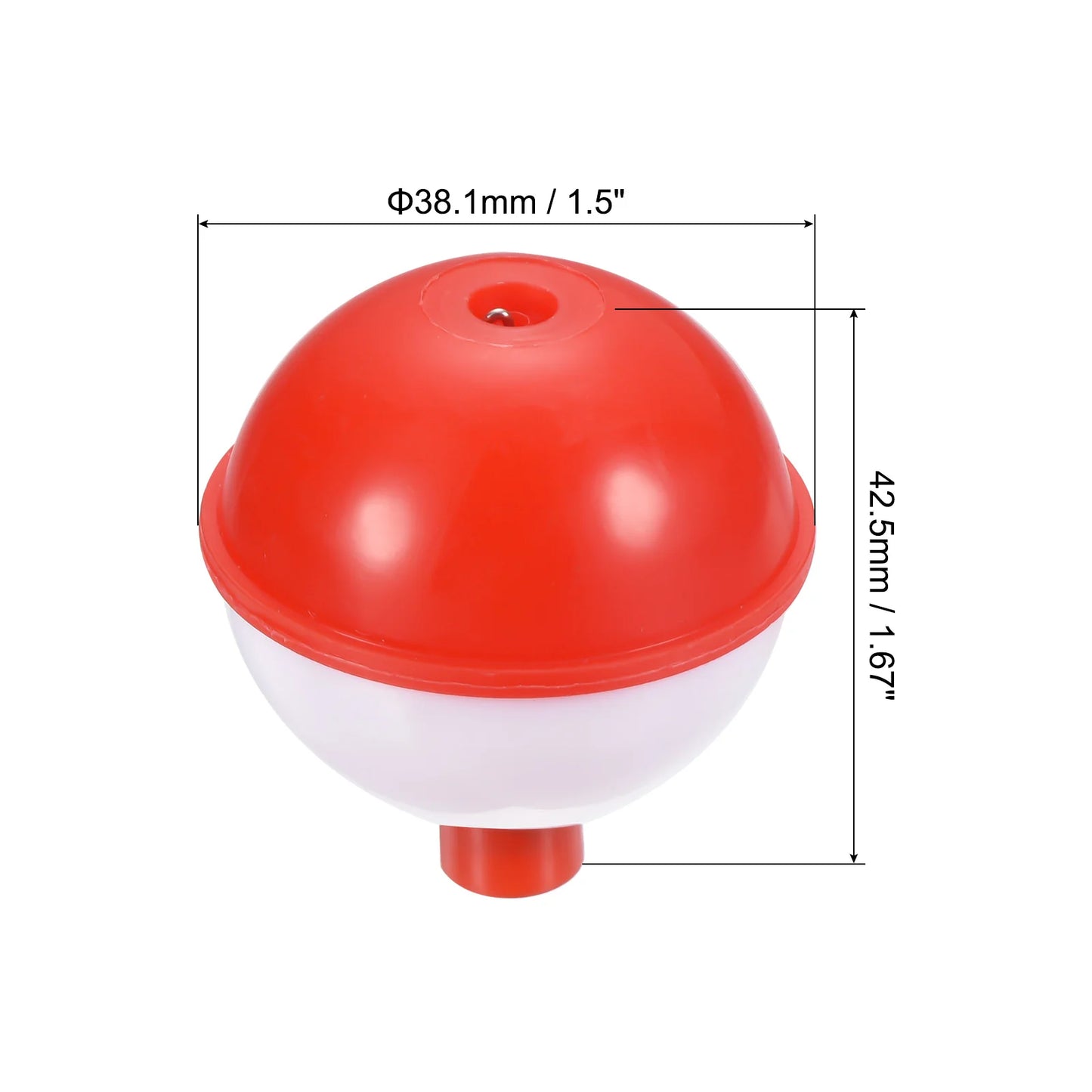 Fishing Bobber, 50 Pack Hard ABS Push Button Round Buoy Fishing Float Tackle, Red and White