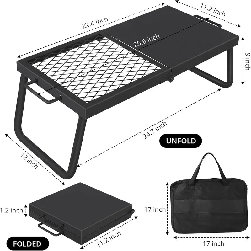 Folding Campfire Grill Heavy Duty Stainless Mesh Grate