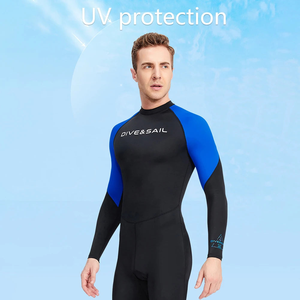 Men Diving Skin With Zipper Sunscreen Snorkeling Swimsuit