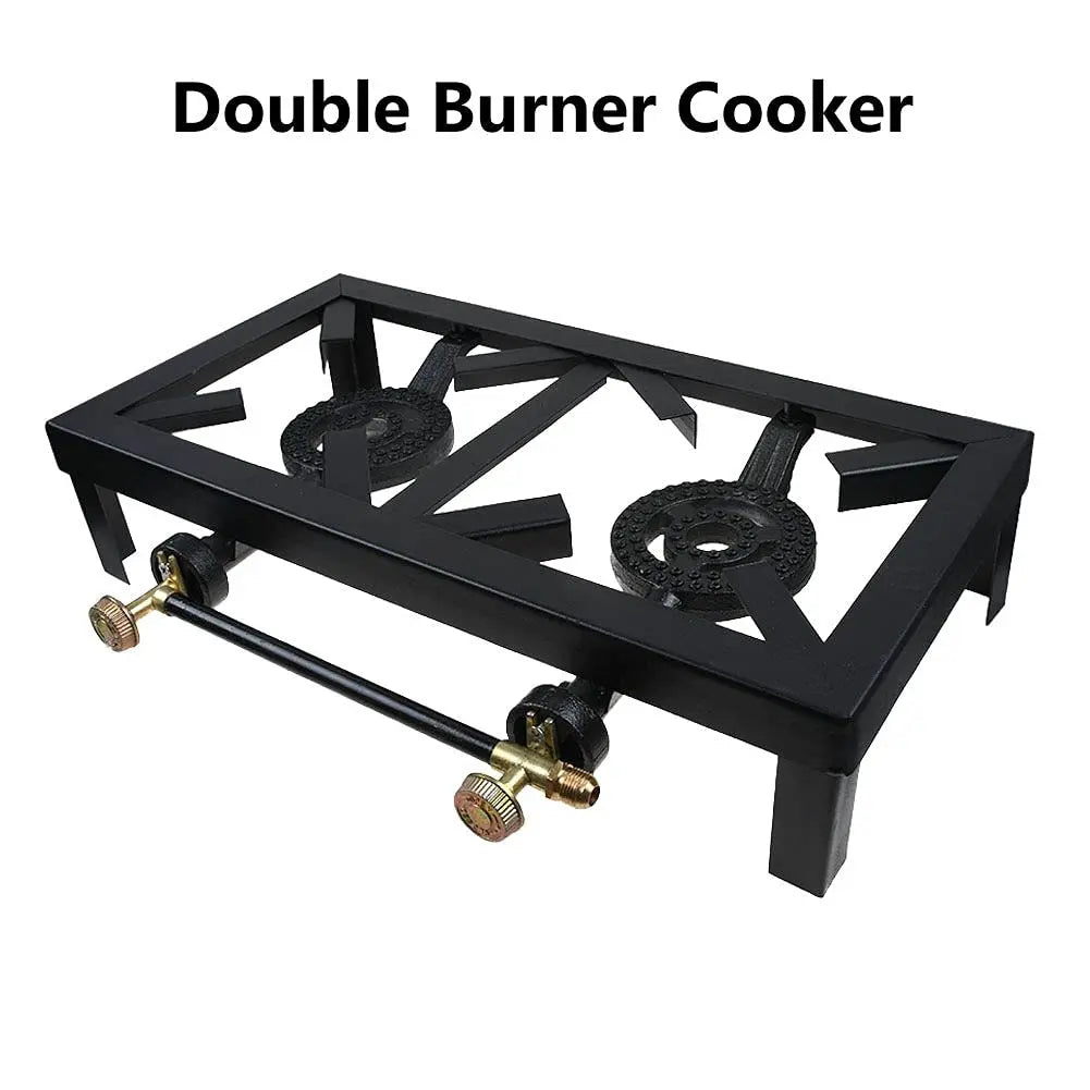 Cast Iron Double Burner Portable Outdoor Camp Stove Propane