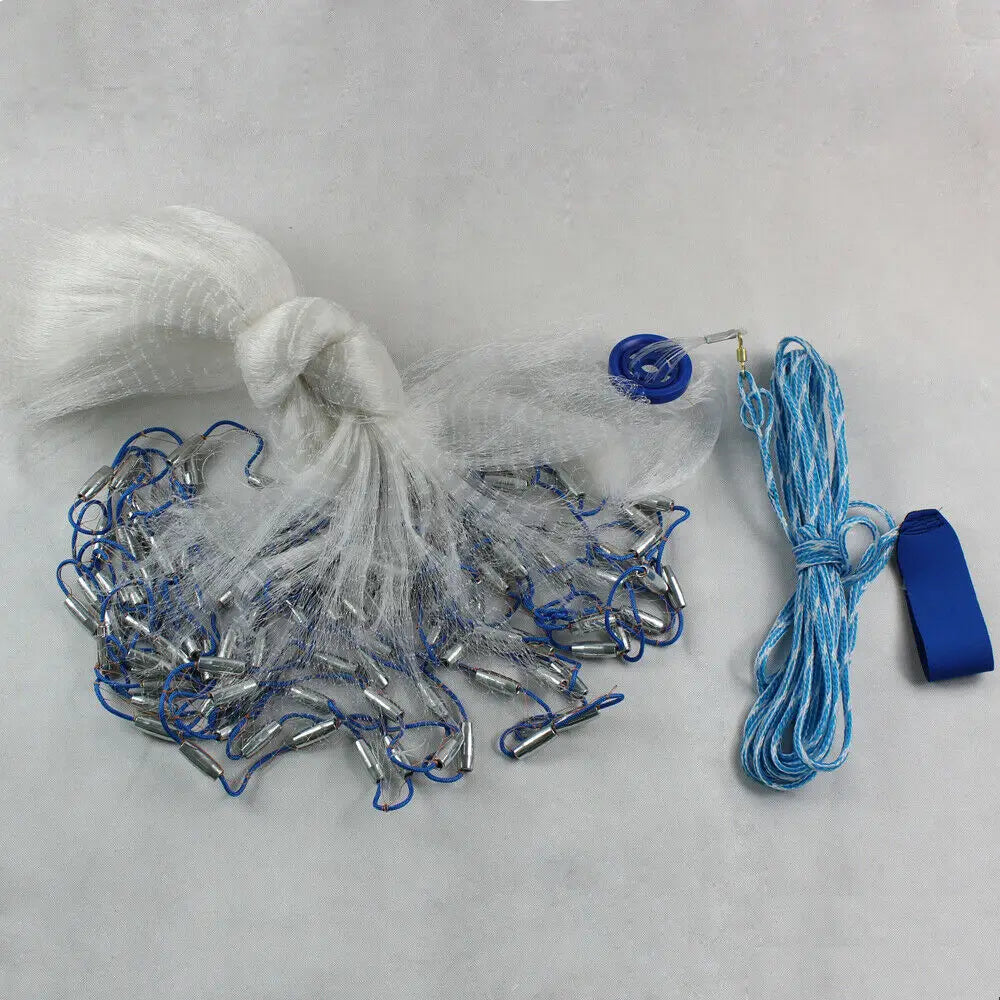14ft Hand Cast Fishing Net Add diffuser Bait Dense Mesh Netting Hollow Sinker Durable 4.2M Full Spread Mesh