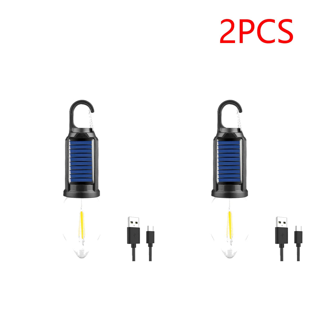Solar Powered LED Lantern USB Charging Camping Light