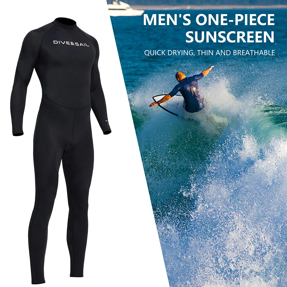 Men Diving Skin With Zipper Sunscreen Snorkeling Swimsuit