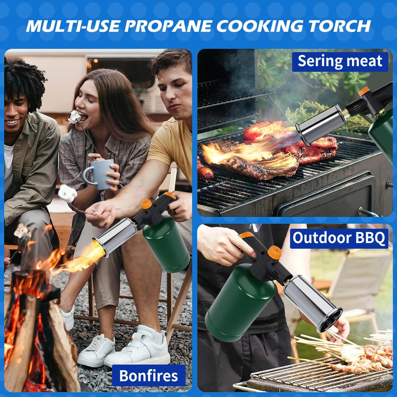 Powerful Propane Torch, Kitchen Cooking Torch, Flamethrower Meater Torch Lighter, Adjustable Blow Torch(Not Include Gas Tank)