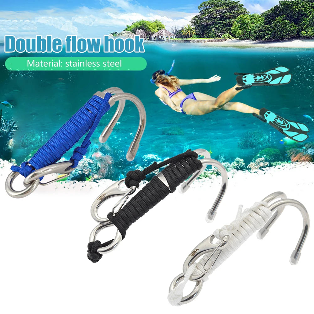 Double Head Diving Drift Reef Hook Stainless Steel Lanyard