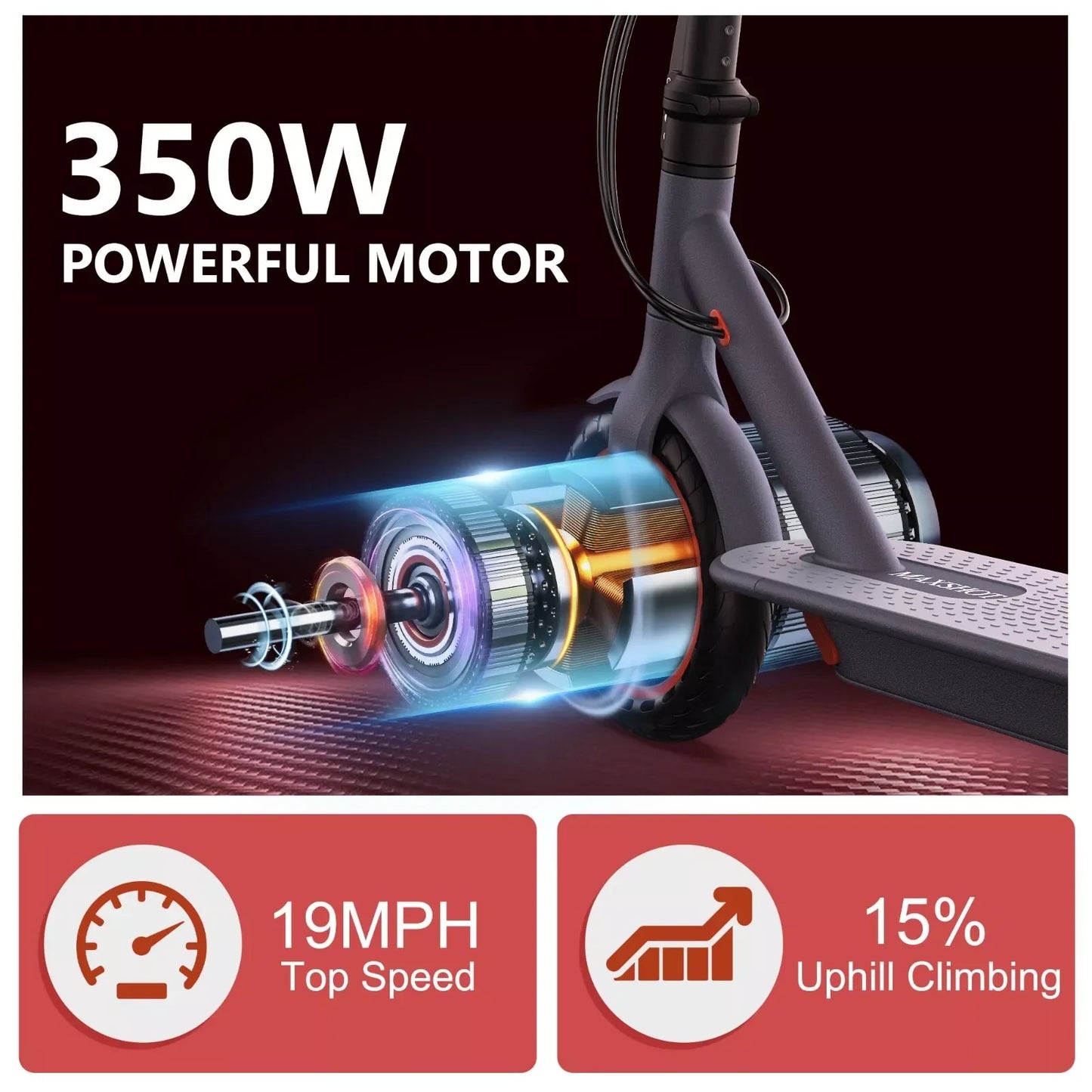 LADPED 350W Electric Scooter 19 MPH Folding Waterproof