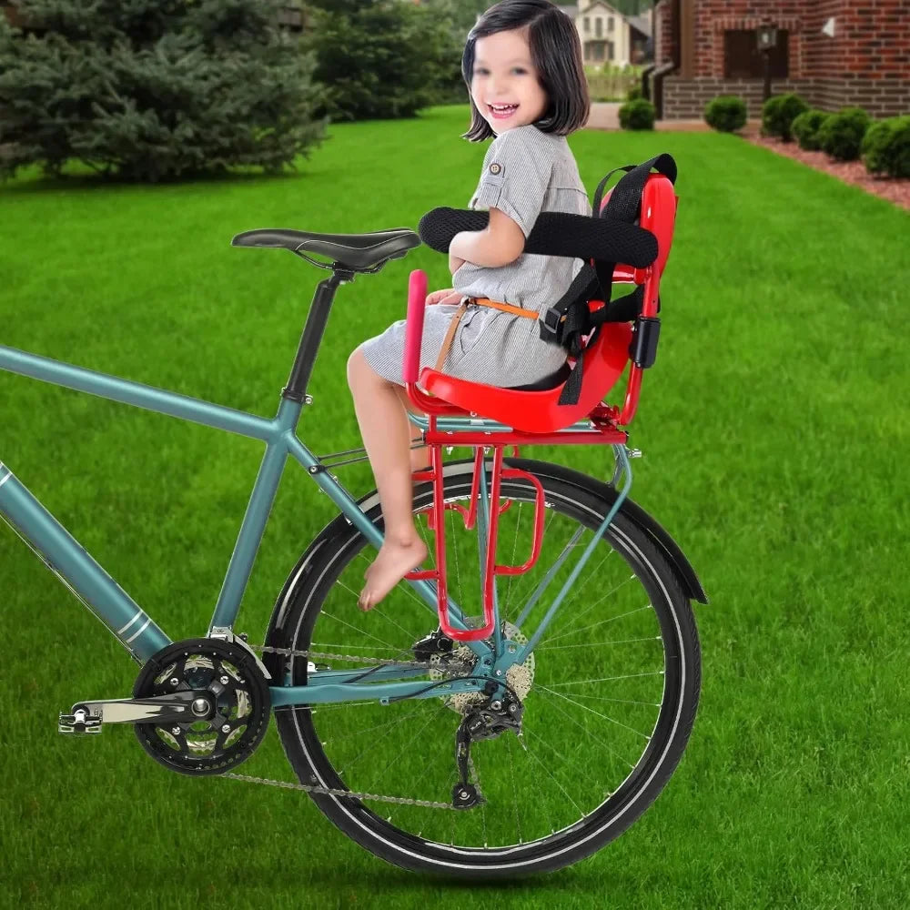Rear-Mounted Baby Bike Seat - Adjustable Safety Belt & Soft Cushion, Fit for Adult Bicycle, Portable Back Child Carrier (1-6Year