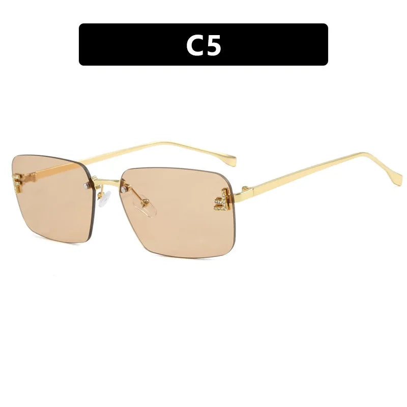Rimless Square Sunglasses UV400 Frameless Unisex Driving