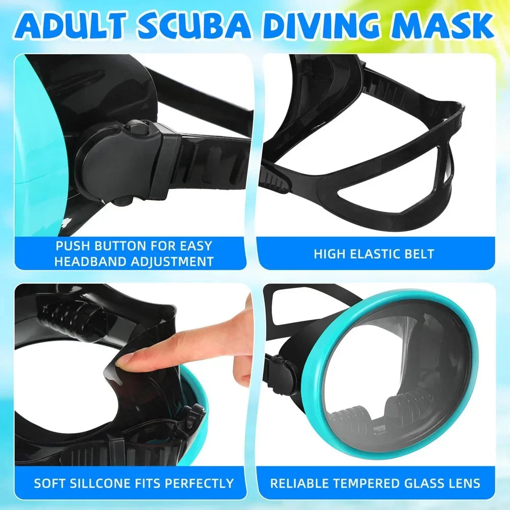 Oval Spearfishing Mask Classic Retro Panoramic View Goggles