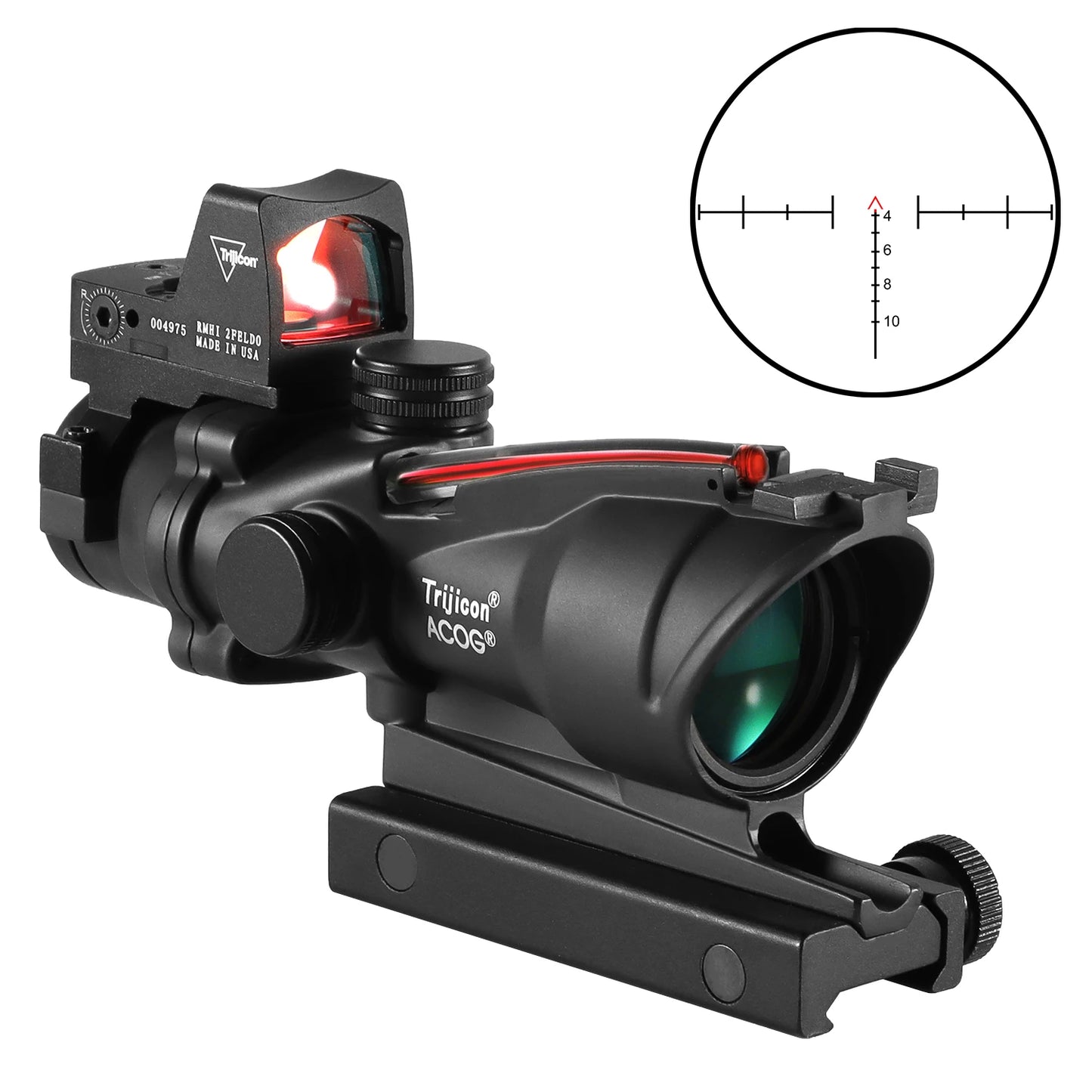 Adjustable 4x32 Red Dot 1x 4x Scope Red Dot Tactical Scope 20mm Rail Scope for Glock Hunting
