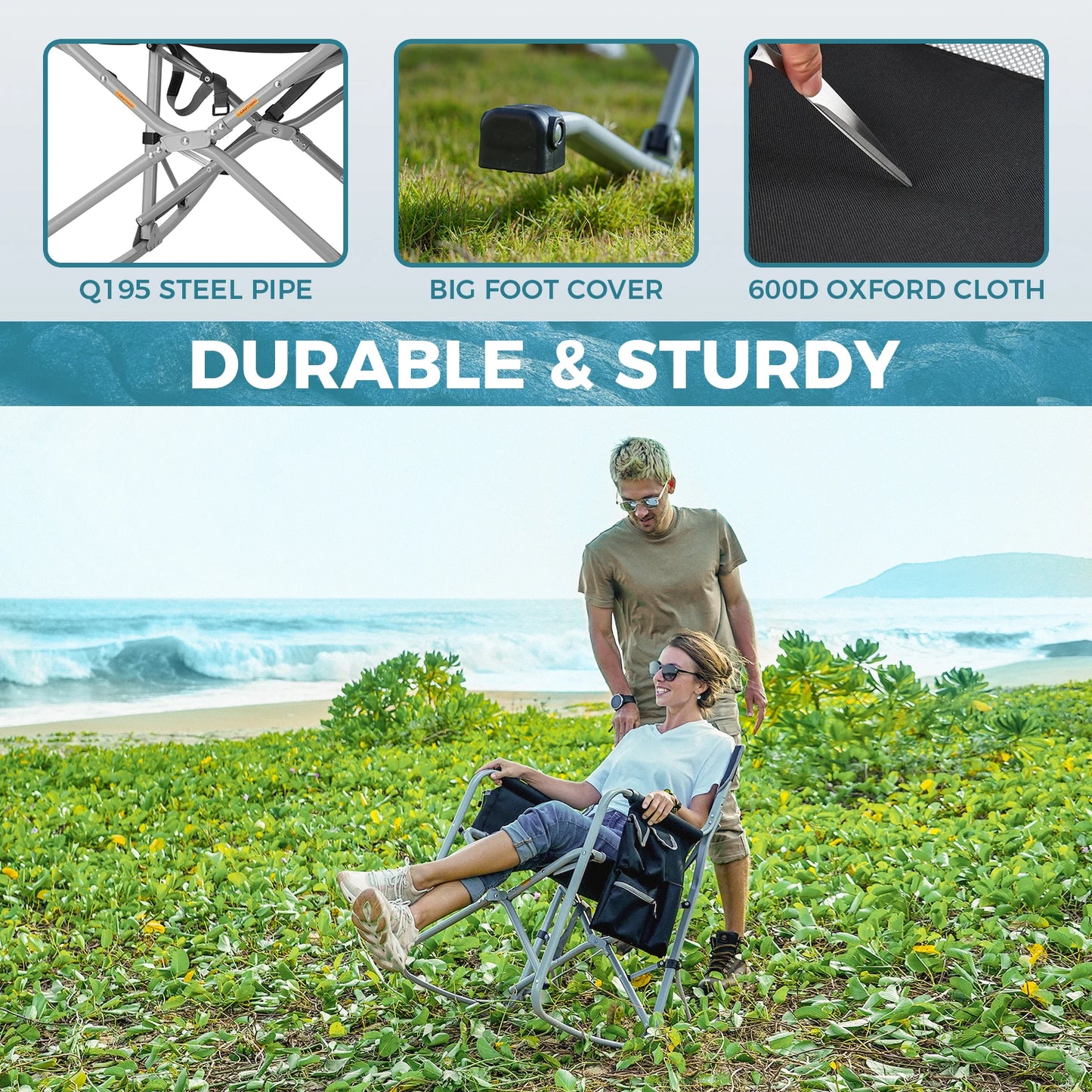 FUNDANGO Adult Swing Chair, Patio Lawn Camping Recreation, Portable, Foldable, with Storage Bag, 300 lb Load