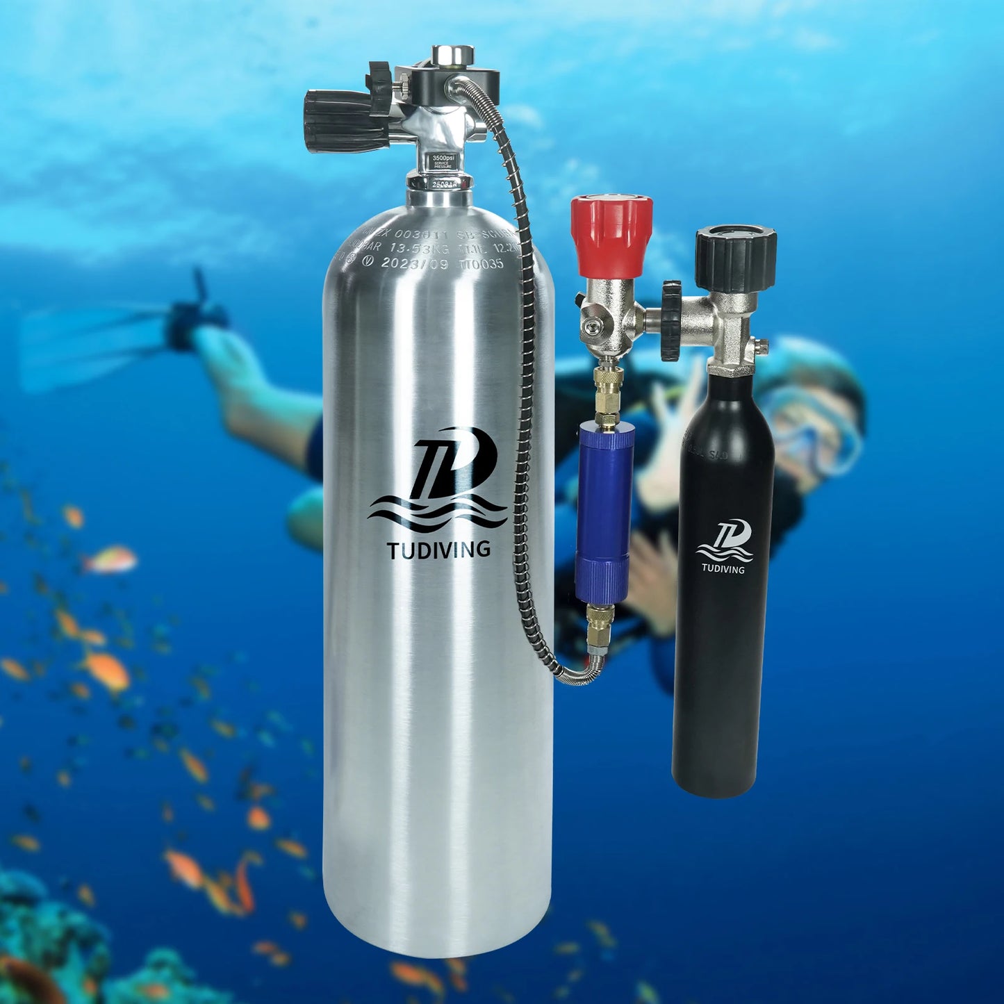 TUDIVING Scuba Diving Valve Adapter Large Small Connection