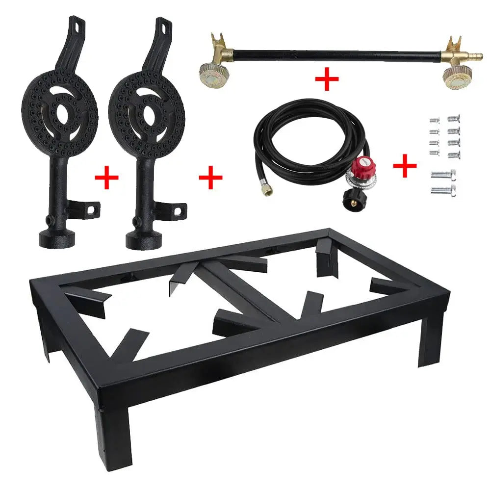 Cast Iron Double Burner Portable Outdoor Camp Stove Propane