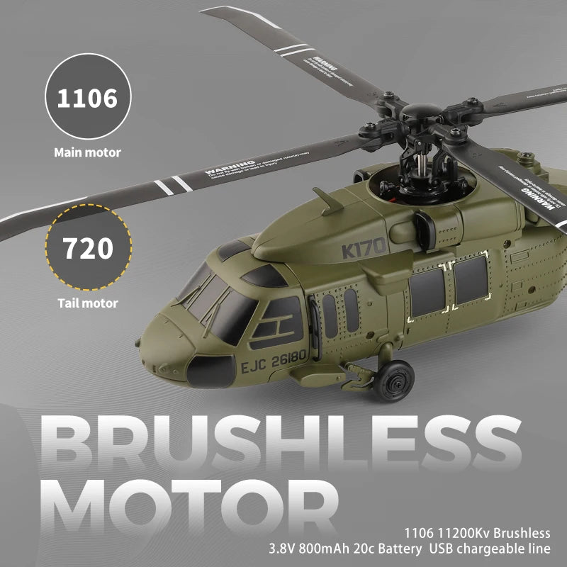 WLtoys K170 UH60L RC Helicopter 4 Channel With Gyro LED