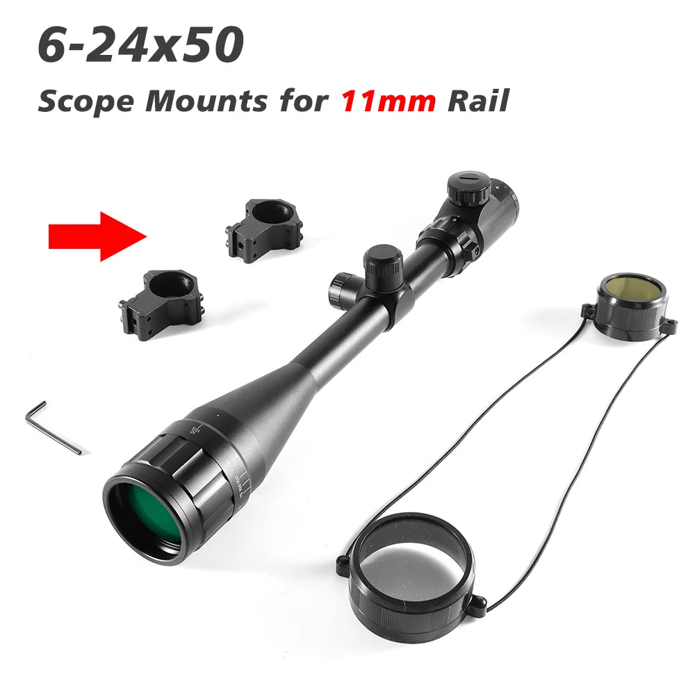 6-24x50 Hunting Deer Air Rifle Scope Wire Rangefinder Reticle Crossbow Mil Dot Reticle Riflescope Tactical Optical Sights