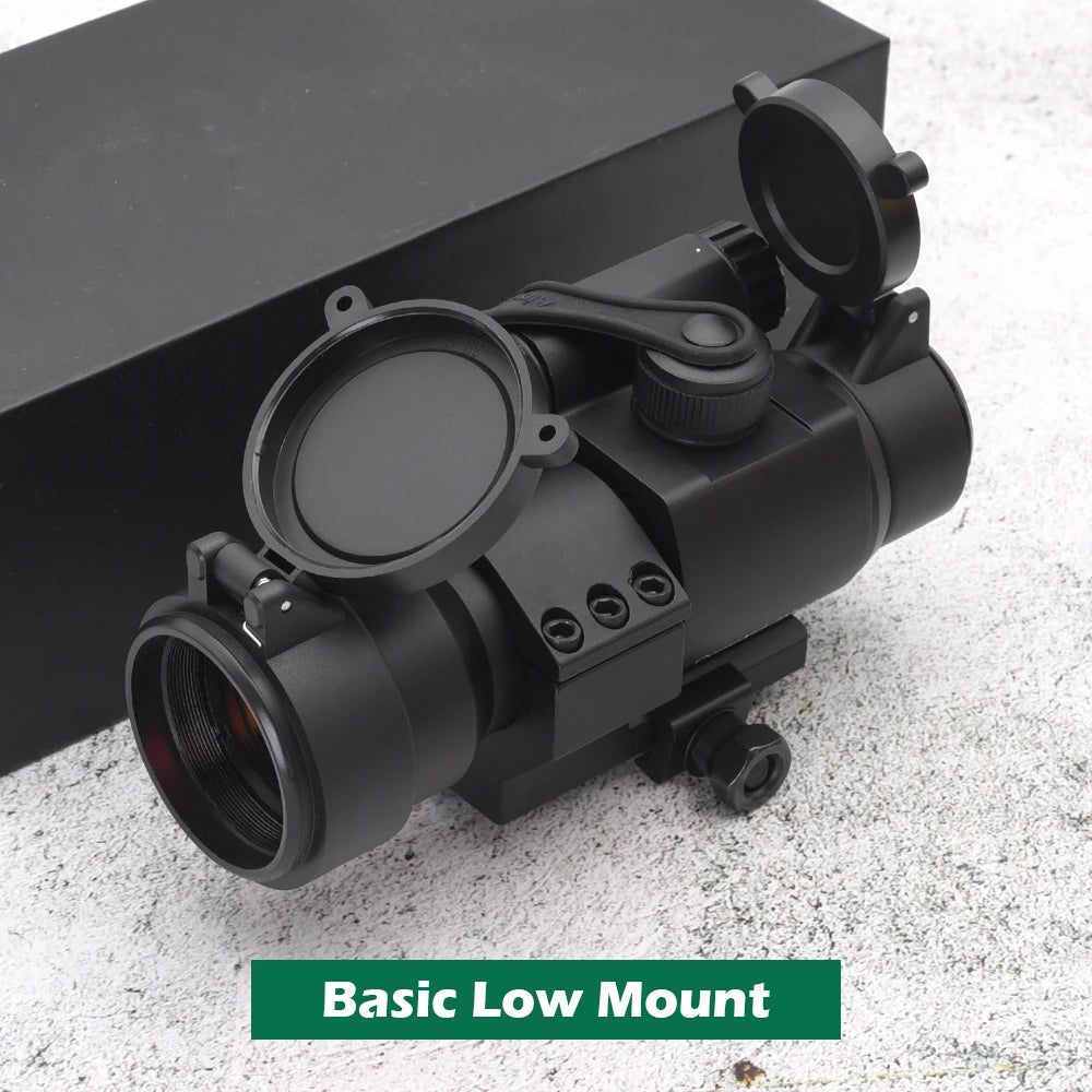 Holy Warrior M2 Red Dot with Basic / Oblique Mount 4MOA Reflex Sight and Lens Caps Full Markings for Hunting Airsoft