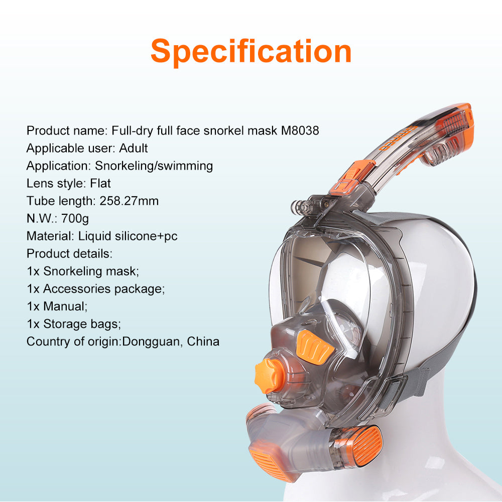 Smaco Full Face Snorkel Mask Anti Fog Wide View Diving