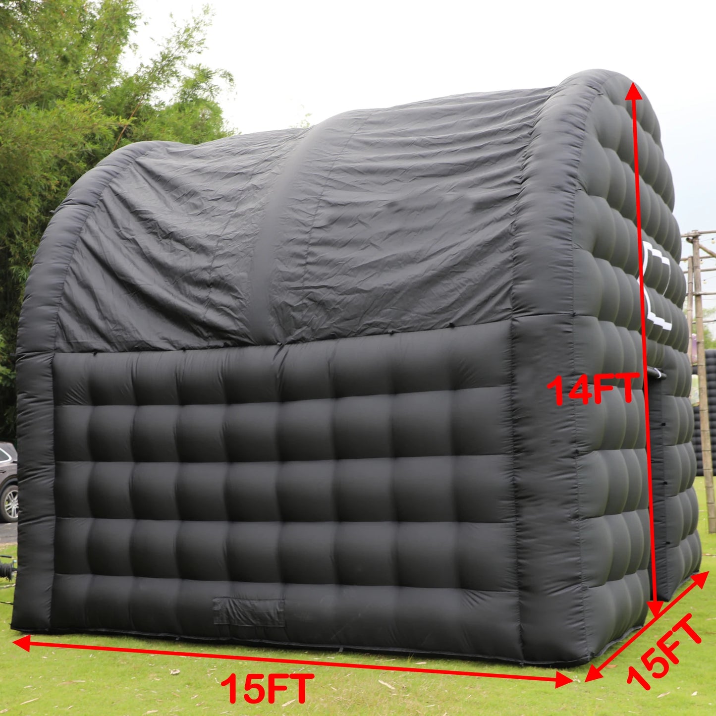 Large Black Inflatable Tent(15x15x14FT) Includes Blower Square Gazebo Event Room Large Inflatable Party Tent for Backyard,Outdoo