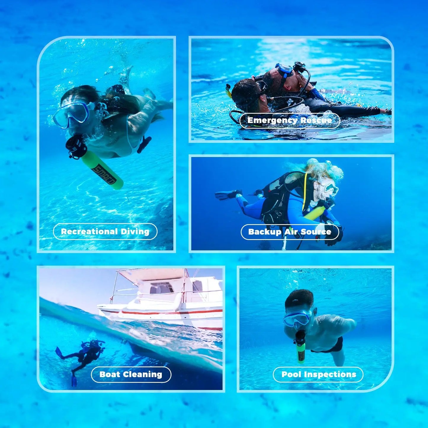 Scuba Mask With Air Tank System Full Face Premium Kit 0.5L