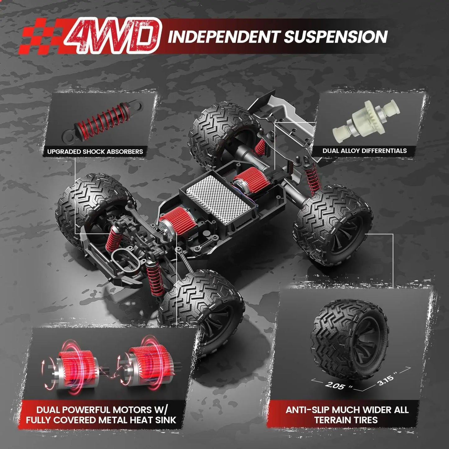 Deerc 9500E RC Car 4x4 Off Road Monster Truck All Terrain