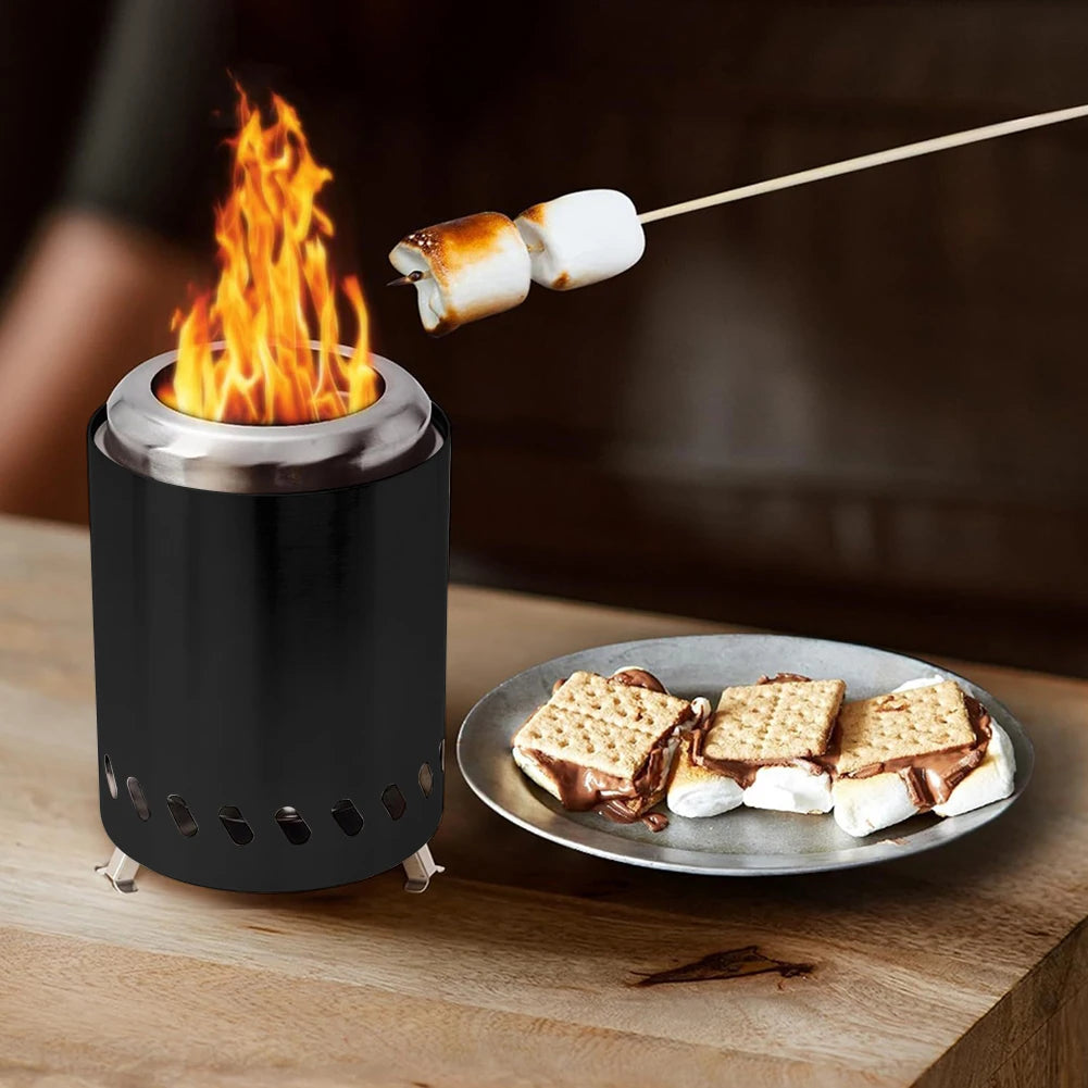 Smokeless Tabletop Fire Pit Stainless Steel Mini Tabletop Firepit Indoor Outdoor Table Top Firepit for Patio and Outdoor Camping
