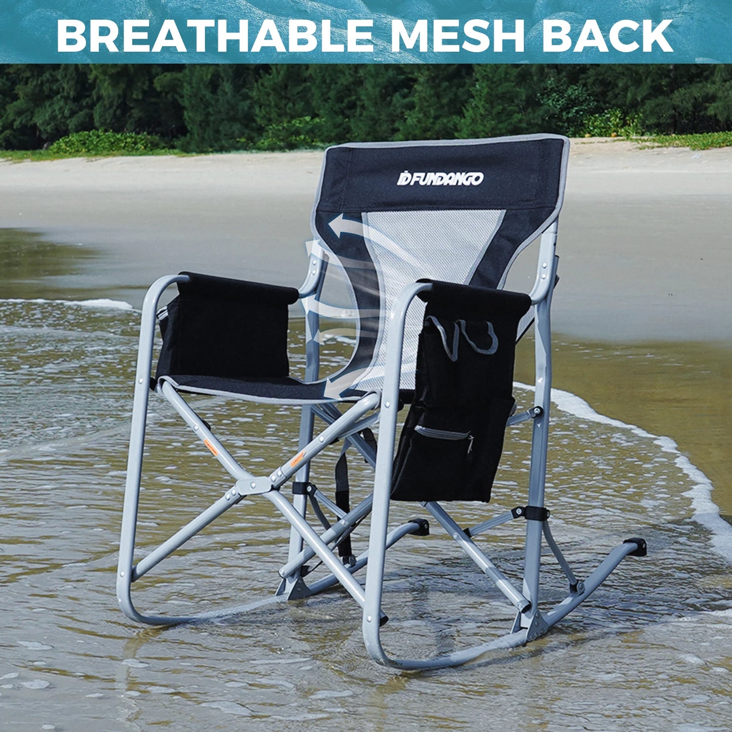 FUNDANGO Adult Swing Chair, Patio Lawn Camping Recreation, Portable, Foldable, with Storage Bag, 300 lb Load