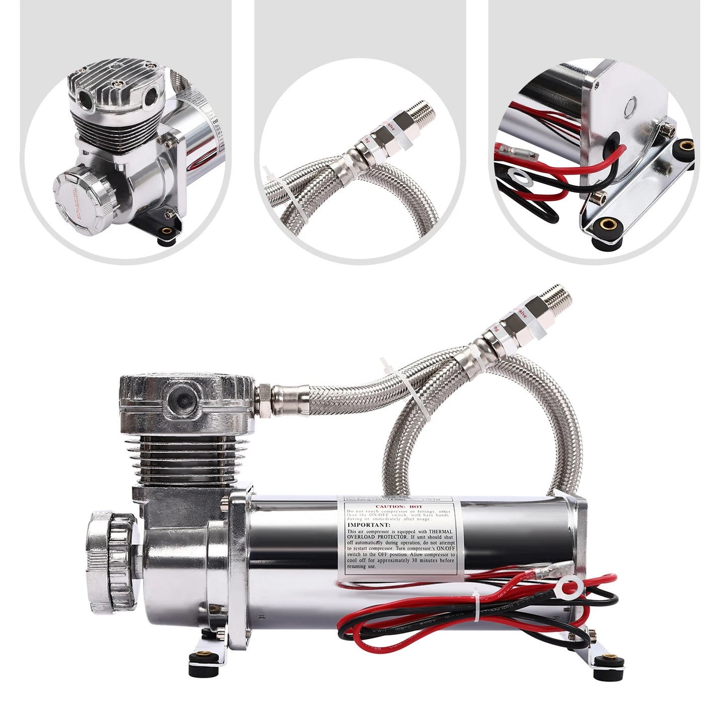 200-300 W Air Suspension Compressor, 50 L/Min 200 Psi Air Compressor Kit, 12 V 23 A High-Performance Compressor